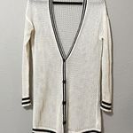 American Eagle Cream & Black Open Knit Long Dark Academia Cardigan Sweater S Photo 0
