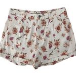 American Eagle White Romantic Floral Cuffed Hem Pleated Waist Shorts Photo 0