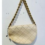 Tory Burch Neutral White Leather Gold Chain Link Handle Shoulder Strap Bag Purse Photo 8