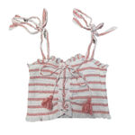 Free People white & red striped lace-up-front crop tank top size S Photo 8