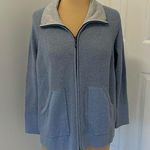 Kinross Cashmere Blue Waffle Knit Full Zip Cardigan Photo 0