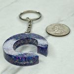 Silver Tone Glitter C Monogram Initial Letter Keyring Keychain Photo 6