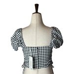 Likely Shirt Women Small Black White Gingham Cavanaugh Puff Sleeve Crop Peasant Photo 3