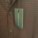 Perry Ellis  Men’s Maroon Checkered NWT Long Sleeve Button Down Dress Shirt  Photo 2
