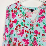 Ann Taylor Floral Strawberry Cherry Print Long Sleeve Popover Top Size Small S Photo 2