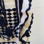 Unbranded Womens medium all knit crotchet white black ruffle sleeve unique top Photo 6