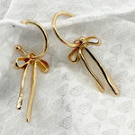 Ribbon Bow Huggie Hoop Earrings, Bow Earrings, Bow Huggies, Coquette Earrings Gold Photo 0