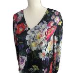 Catherine Malandrino  Floral Long Sleeve Top Size Large Photo 1