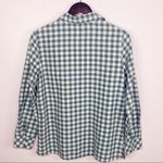 Chic Comfort Gingham Plaid Button Down Shirt Blue Ivory Small Long Sleeve Photo 7