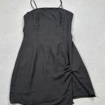 superdown Revolve  Black Mini Dress S Spaghetti Strap Ruched Slit Back Zip Party Photo 0