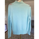 Vintage Basler Angora Wool Zip Cardigan Sweater Abstract Winter Autumn Artsy 80s Blue Size M Photo 2