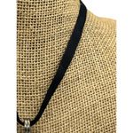 Vintage Sterling Silver Etched C Initial Collar Necklace Black Ribbon 16" Photo 2