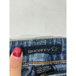 Shorty Jeans Women Boho Butterfly Lace Appliqué Crop Distressed Fray Hem Sz 15 Blue Photo 5