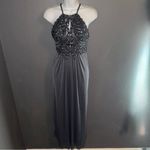 Blondie Nites  New w $169 Tags Dusty Blue Gray Maxi Formal Prom Gown Dress XS Photo 3