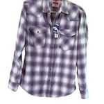 Wrangler Purple Plaid Button Down Shirt Photo 9