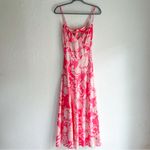 Bardot  Malinda Slip Dress Pink Abstract Back Tie Pink White Sz XL US 10 Photo 2