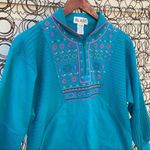 Vintage neon Aztec turquoise 1/4 zip granny sweatshirt Blue Size L Photo 2
