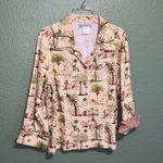 Vintage Linen Tropical Hawaiian Print Lightweight Jacket Boho Size XL Photo 4