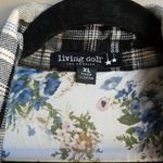 Living Doll Los Angeles Open Front Floral Blue Plaid Cardigan Size XL Photo 2