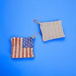 1pair American‎ Flag Drop Earrings Shiny Rhinestones Hook Earrings Silver Photo 2