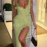 House Of CB Pixie Lime Green Ruffle Maxi Dress L+ Photo 2
