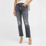 Mother High Waisted Rider Ankle Distressed Jeans After Midnight With Molly Black Size 24 Photo 2