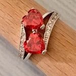 Double Heart Ring Red Photo 0