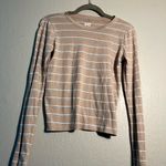 SO  Women's Tan Striped Long Sleeve Top SZ XS Summer Casual T Shirt Cute + Petite Photo 1