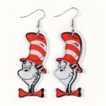 The cat in the hat acrylic clear/red/black dangle‎ earrings Red Photo 0