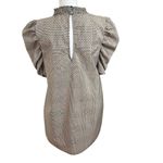 ZARA Plaid Puff-Sleeve Mini Dress Women’s Size M Smocked Neckline Brown Chic Photo 2