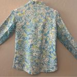 Icikuls womens blue floral print 3/4 zip vented mesh sleeve pullover small Photo 8
