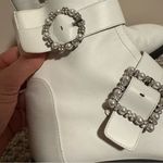 Stuart Weitzman Ryder Pearl Geo Buckle Booties White Silver- Size 37 (6.5) Photo 6