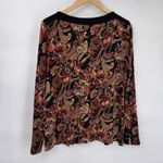 Vintage Y2K Mirasol Top Womens Large Black Acetate Fall Paisley Floral Print Photo 8
