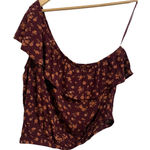 Hippie Rose  Plum Ditsy One Shoulder Crop Top Floral Large NEW‎ Photo 0