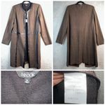 Misook Heritage Fit Faux Leather Trim Size Medium Long Cardigan Dark Academia Photo 1