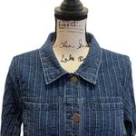 Christopher & Banks striped Denim Jean Jacket Blue Size Medium stretch Cotton Photo 1