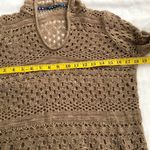 2000s Tan brown vneck knit sweater long top/mini dress with hoodie Grunge goth apocalyptic vibes / warrior / biker /rave /streetwear / festival / concert /Y2K / streetwear / rave / Whimsygoth / cottagecore Can be worn as a mini dress or long top. Size M Photo 3