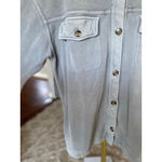 Aerie M Distressed Gray Shacket Oversized Button Front Soft Cotton Lumberjane Photo 3