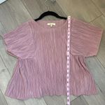 Madewell Texture And Thread Micropleat Short Sleeve Top Sz XXS Light Dusty Pink Photo 6