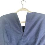 Staud Epona Sheath Dress Large Ring Detail Short Sleeve Cutout Linen Mini Navy L Blue Photo 16