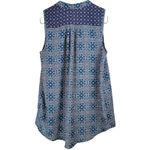 Weavers Womens Sleeveless Tunic Top Geometric Print Tassel V Neck Blue Size M Photo 1