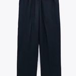 ZARA NWT  HIGH WAISTED BELTED PANT BLOGGERS FAV NAVY LARGE Photo 2