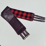 Marc Jacobs Vintage 90s Purple and Red Plaid Check Leather Corset Belt Size M/L Photo 4