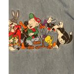 Vintage Looney Tunes denim shirt red Pocket tab no size tag fits XL W XL/XXL Blue Photo 12
