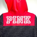 PINK - Victoria's Secret PINK Victoria’s Secret Dark Gray & Hot Pink Quarter Zip Hooded Sweatshirt Photo 5