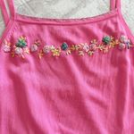 Y2K Pink Stretchy Knit Baby Tank Top Embroidered Dainty Flowers No Sz Size undefined Photo 2