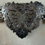 Vintage antique silver plated EPNS front fastening belt butterfly motif buckle Photo 5