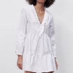 ZARA NWOT White Cotton Ruffle Oxford Dress size Medium Photo 0
