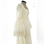Victor Costa Mexican Wedding Dress Ivory Cotton Gauze & Lace Dress Romantic 1970 Size 0 Photo 5