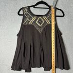 Free People  Top Womens S Gray Embroidered Tank Swing Back Cutout Top Boho‎ Flowy Photo 6